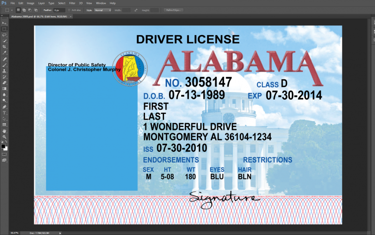 Alabama Driving Licence PSD Template