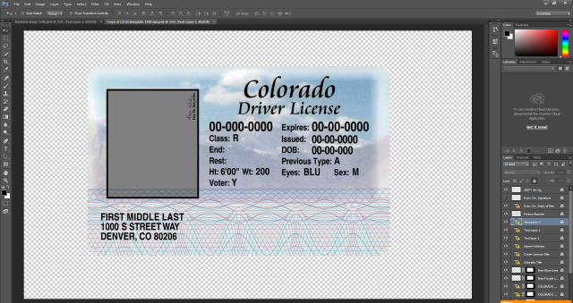 Colorado driving licence psd template