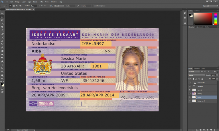 Netherlands ID Card PSD Template