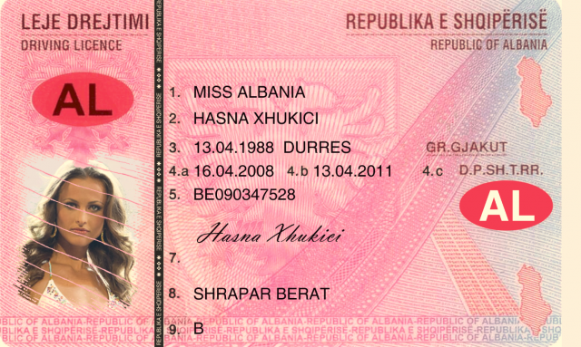 Albania Driving licence psd template