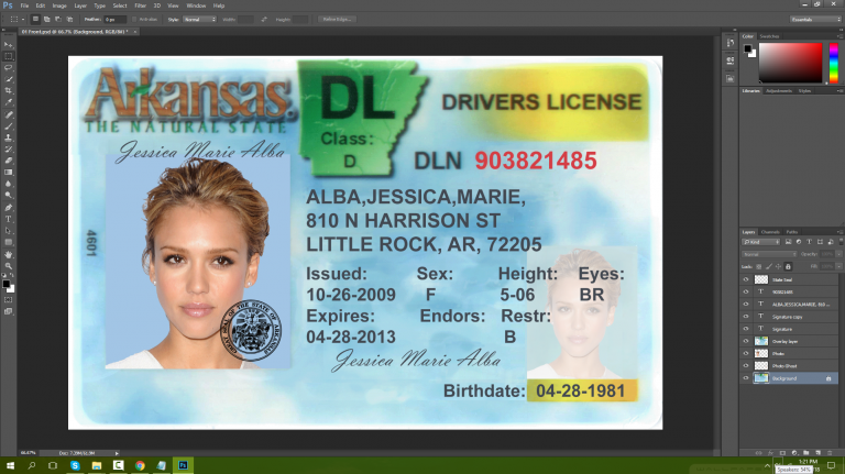 Arkansas Driving Licence PSD Template