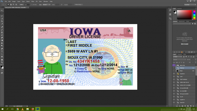 Iowa driving licence psd template