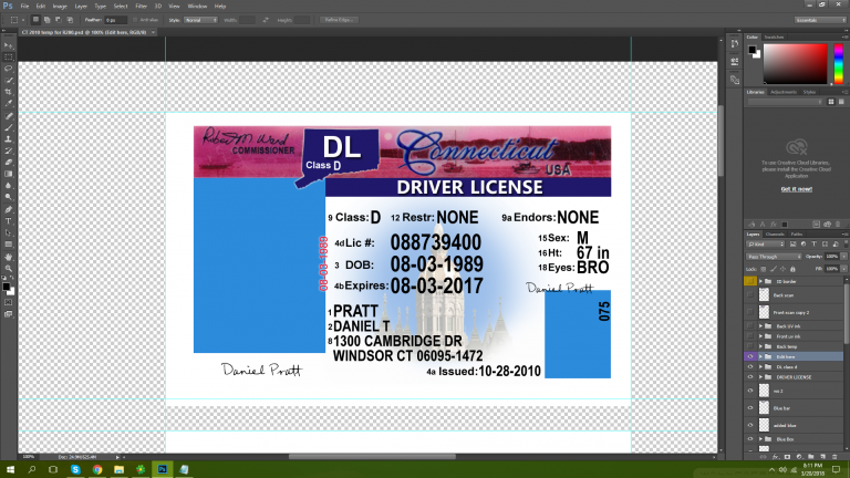 Connecticut Driving licence PSD Template