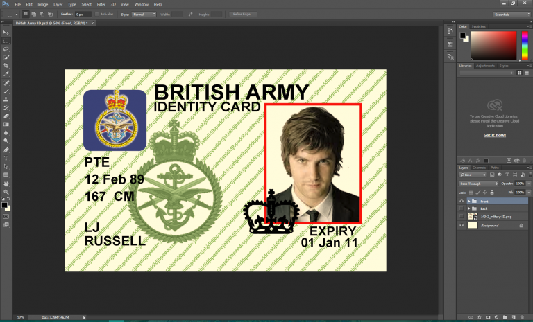 UK Military ID Card PSD Template