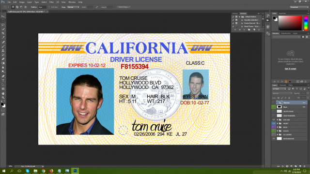 California Driving Licence PSD Template