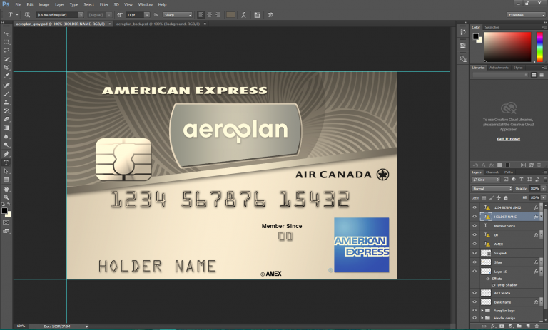 Aeroplan american express credit card psd template