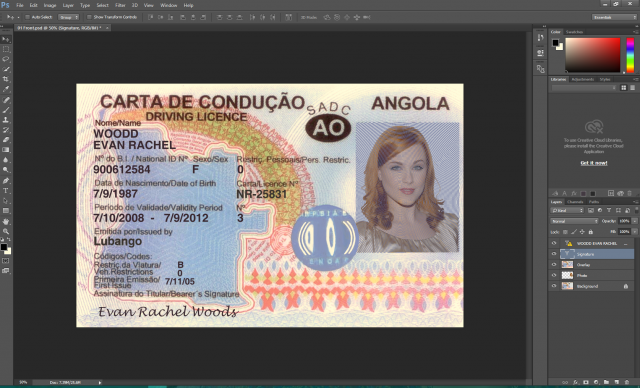 Angola Driving licence psd template