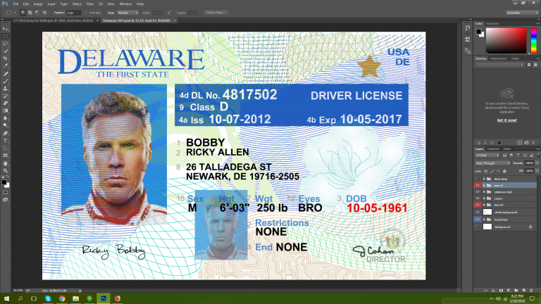 Delaware driving licence psd template