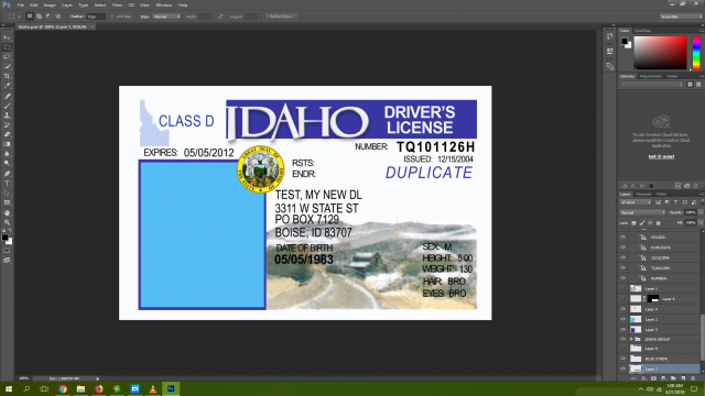 Idaho driving licence psd template